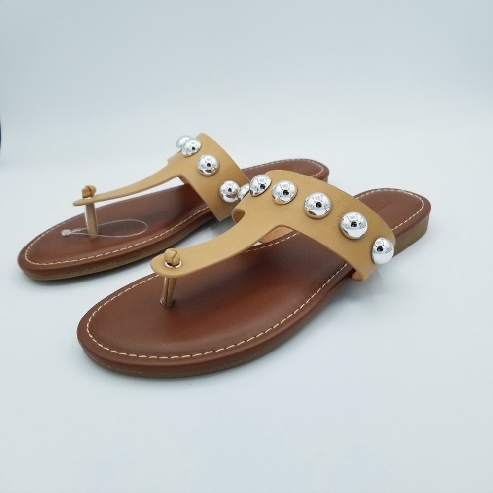 CUSHIONAIRE THONG SANDAL WITH BALL STUD DETAIL